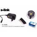 S-link SL-AD86 3/4.5/5/6/7.5/9/12V 1A Notebook Universal Adaptör