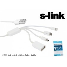 S-link IP-533 Usb to Usb + Micro 5pin + iPad4/Mini Çevirici Kablo