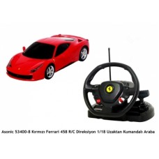 Asonic 53400-8 Kırmızı Ferrari 458 R/C Direksiyon 1/18 Uzaktan Kumandalı Araba