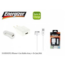 Energizer 31UEUCIPS2 iPhone 4 1m Kablo Araç + Ev Şarj Kiti