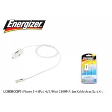 Energizer LCHEHCCIP5 iPhone 5 + iPad 4/5/Mini 2100MA 1m Kablo Araç Şarj Kiti
