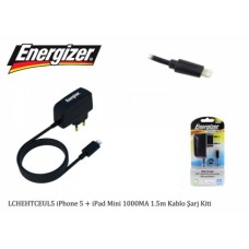 Energizer LCHEHTCEUL5 iPhone 5 + iPad Mini 1000MA 1.5m Kablo Şarj Kiti