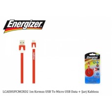 Energizer LCAEHUFCMCRD2 1m Kırmızı USB To Micro USB Data + Şarj Kablosu