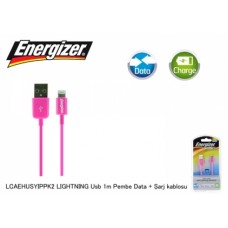 Energizer LCAEHUSYIPPK2 LIGHTNING Usb 1m Pembe Data + Şarj kablosu