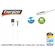 Energizer LCAEHUSYIPWH2 LIGHTNING Usb 1m Beyaz Data + Şarj kablosu