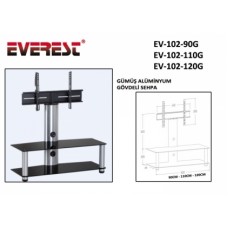 Everest EV-102-110G 110cm Gümüş Lcd Tv Sehpası