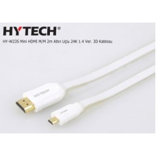 Hytech HY-W235 Mini HDMI M/M 2m Altın Uçlu 24K 1.4 Ver. 3D Kablosu
