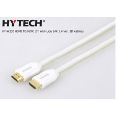 Hytech HY-W230 HDMI TO HDMI 2m Altın Uçlu 24K 1.4 Ver. 3D Kablosu