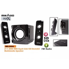 Mikado MD-2808 2+1 20W RMS Siyah Usb+SD+Fm Destekli Multimedia Speaker