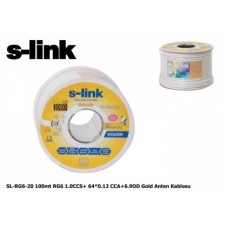S-link SL-RG6-20 100mt RG6 1.0CCS+ 64*0.12 CCA+6.9OD Gold Anten Kablosu