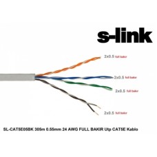 S-link SL-CAT5E05BK 305m 0.5mm 24 AWG Full Bakır UTP CAT5E Kablo