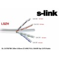 S-link SL-CAT807BK 305m 0.55mm 23 AWG Full Bakır UTP LSZH CAT6 Kablo