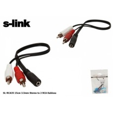 S-link SL-RCA35 15cm 3.5mm Stereo to 2 RCA Kablosu
