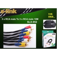 S-link SLX-952 10m Gold Kılıflı 3 lü RCA Video Kablo