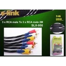 S-link SLX-950 2m Gold Kılıflı 3 lü RCA Video Kablo