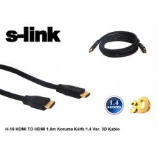 S-link H-18 HDMI TO HDMI 1.8m Koruma Kılıflı 1.4 Ver. 3D Kablo