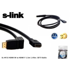 S-link SL-HF15 HDMI M to HDMI F 1.5m 1.4Ver. 3D li Kablo