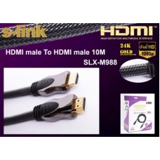 S-link SLX-M988 HDMI TO HDMI 10m Altın Uçlu 24K+ Metal Kon. 1.4 Ver. 3D Kablo