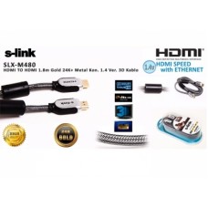 S-link SLX-M480 HDMI TO HDMI 1.8m Altın Uçlu 24K+ Metal Kon. 1.4 Ver. 3D Kablo