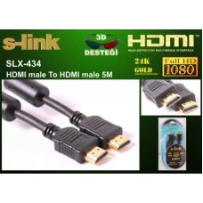 S-link SLX-434 HDMI TO HDMI 5m Altın Uçlu 24K 1.4 Ver. 3D Kablo