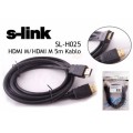 S-link SL-H025 HDMI TO HDMI 5m Altın Uçlu 24K + Kor.Kılıf 1.4 Ver. 3D Kablo