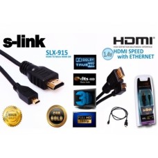 S-link SLX-915 HDMI M to Micro HDMI 1m Altın Uçlu 24K 1.4 Ver. 3D Kablo
