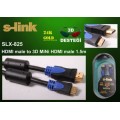 S-link SLX-825 HDMI TO Mini HDMI 1.5m Altın Uçlu 24K 1.4 Ver. 3D Kablo