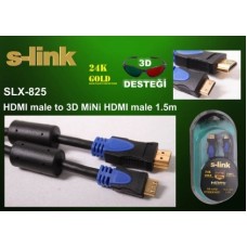 S-link SLX-825 HDMI TO Mini HDMI 1.5m Altın Uçlu 24K 1.4 Ver. 3D Kablo