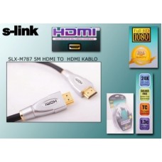 S-link SLX-M787 HDMI TO HDMI 5m Altın Uçlu 24K+ Metal Kon. Kablo