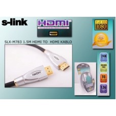 S-link SLX-M783 HDMI TO HDMI 1.5m Altın Uçlu 24K+ Metal Kon. Kablo