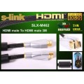 S-link SLX-M462 HDMI TO HDMI 3m Altın Uçlu 24K+ Metal Kon. 1.4 Ver. 3D Kablo