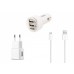 S-link SMG-452 Micro Usb Akıllı Telefonlar 2000MA 3 in 1 Ev+2 li Araba Şarjı ve Kablosu