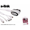 S-link SLX-22C 1000MA 220V Universal 4 in 1 iPhone4+Samsung+Kamera Şarj