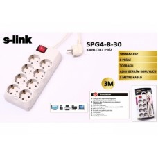 S-link SPG4-8-30 3m 8Li Akım Kor. Gri Priz