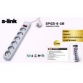 S-link SPG2-6-18 1.8m 6Lı Akım Kor. Gri Priz