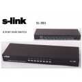 S-Link SL-381 8 Port VGA+PS2 1.8 M/F Kablosuz Manuel Kvm Switch