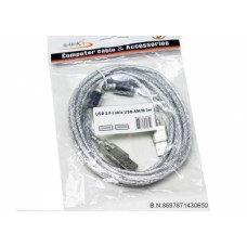 S-link SL-AA030 Usb2.0 3.m M/M Şeffaf Kablosu