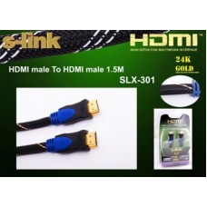 S-link SLX-301 HDMI TO HDMI 1.5m Altın Uçlu 24K + Kor.Kılıf 1.4 Ver. 3D Kablo