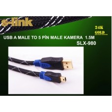 S-link SLX-980 Usb 1.5m 5Pin Gold Klıflı Kamera Kablosu