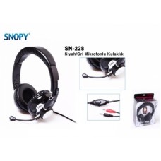 Snopy SN-228 Siyah/Gri Mikrofonlu Kulaklık